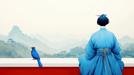 Majestic Cliffside with Lone Tree and Mountain Range