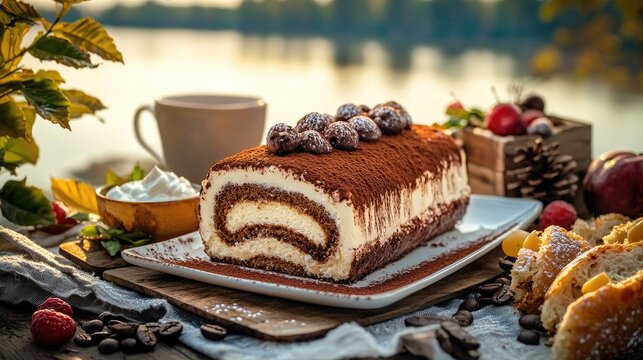 christmas cake and coffee