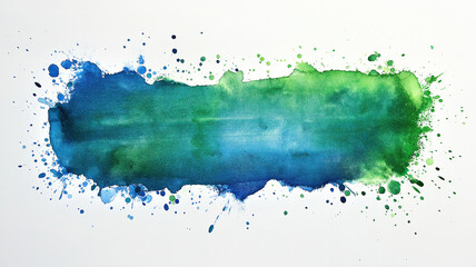 Elegant Blue and Green Watercolor Splash with Wash and Bloom Effects for Creative Use