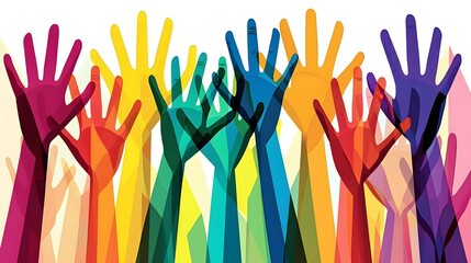 Unity Hands: A powerful image featuring diverse hands interlocked&mdash;a symbol of global solidarity for human rights. The background is a gradient of vibrant colors, emphasizing hope and cooperation. 