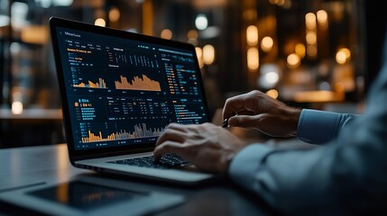 Enterprise Resource Planning Document management and businessgrown data report concept Businessman use laptops and select business data folders financial information businessgrown grap : Generative AI