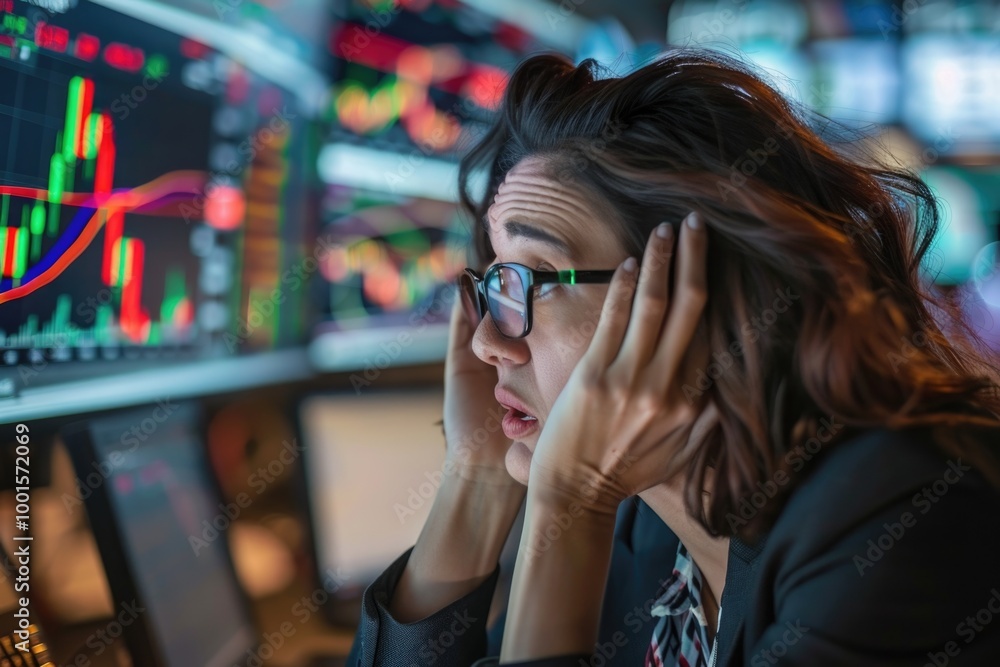Poster a person wearing glasses sits in front of a computer screen, focused on the display