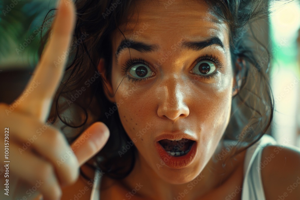 Poster a person's face with a specific expression, suitable for use in various contexts