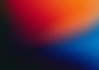 Obraz premium Vibrant color gradient grainy texture background orange red blue abstract color shape black backdrop, noisy banner header poster design