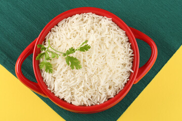 Cooked plain white basmati rice or steamed rice 