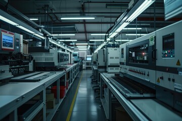Fototapeta premium A view of a large industrial facility with many machines and equipment
