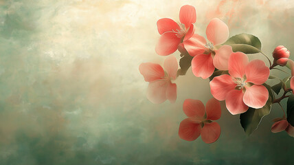 Elegant Serene Floral Design with Vintage Aesthetic and Delicate Apple Green Accents
