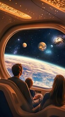 Fototapeta premium Family on space trip 