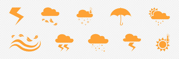 Weather icons, bad weather, sunny weather, Vector on white background.