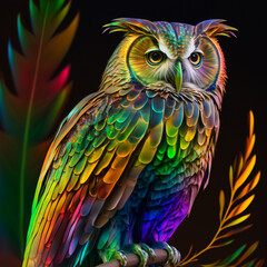 Obraz premium A multicolor owl spectral that creates a stunning Watercolor as a gift