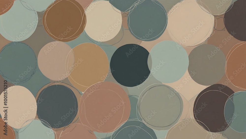 Poster elegant design with interlocking circles and diagonal lines in soft colors.