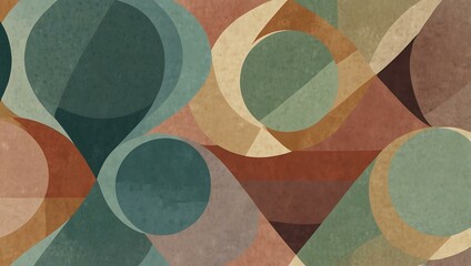 Elegant design with interlocking circles and diagonal lines in soft colors.