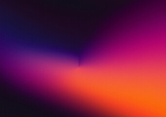 Obraz premium Abstract grainy gradient background purple pink orange black glowing color dark backdrop noise texture banner poster header design