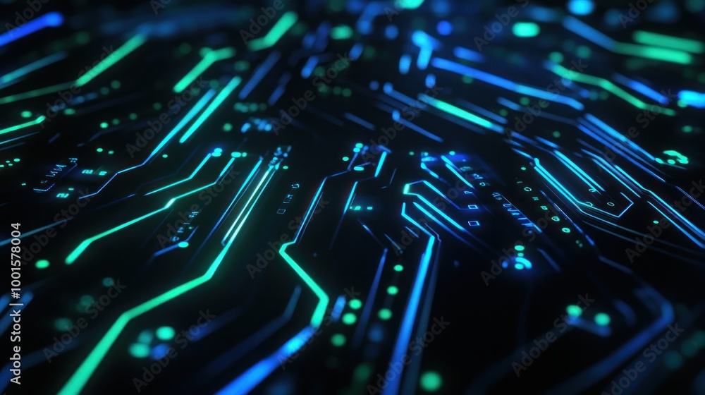 Poster abstract circuit board with glowing lines