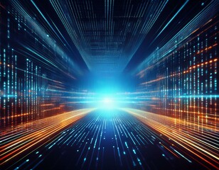 futuristic technology background virtual layers of binary codes or digital data