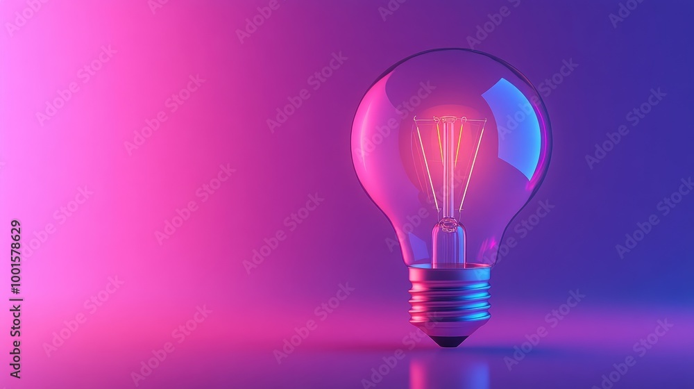 Wall mural abstract lightbulb with glowing gradients and ample space for adding text