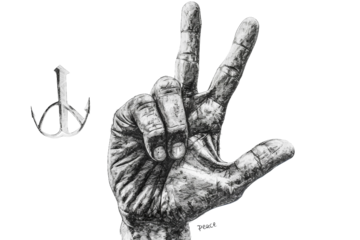 Inspirational Peace Pencil Drawing Isolated on Transparent Background