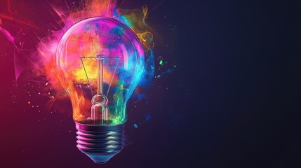 Abstract lightbulb with soft, ethereal colors and a clear, wide space for text