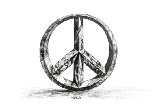 Simple Peace Pencil Drawing Isolated on Transparent Background