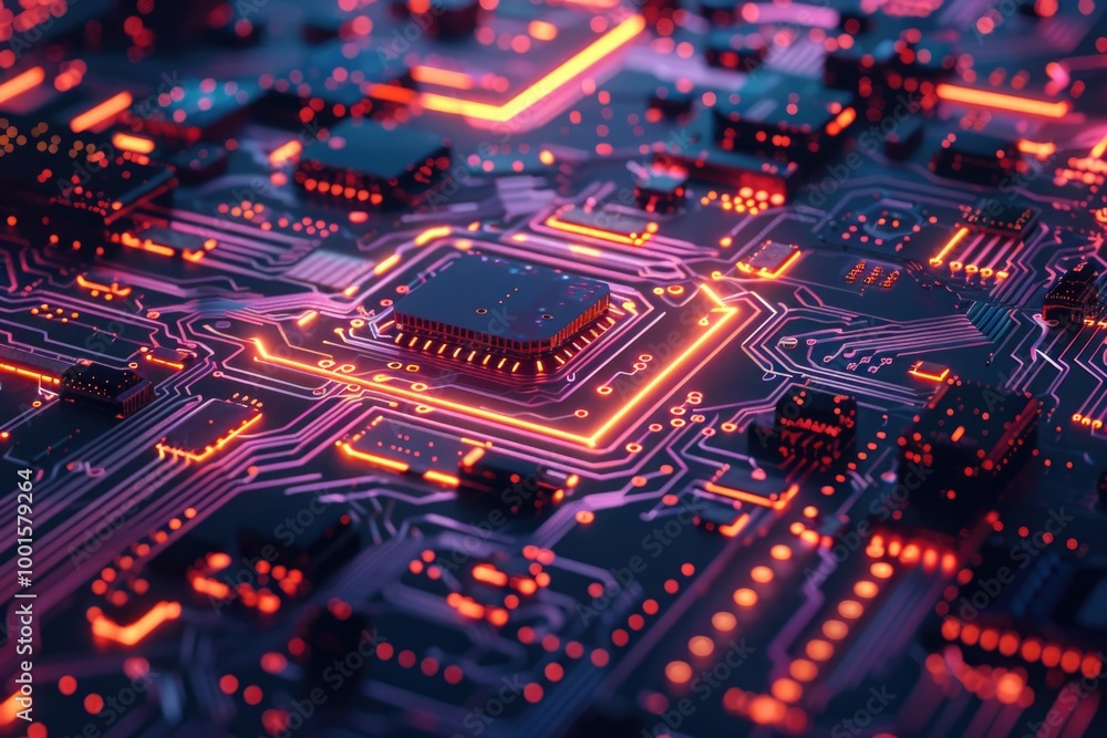 Poster close-up view of an electronic circuit board with various components and wires