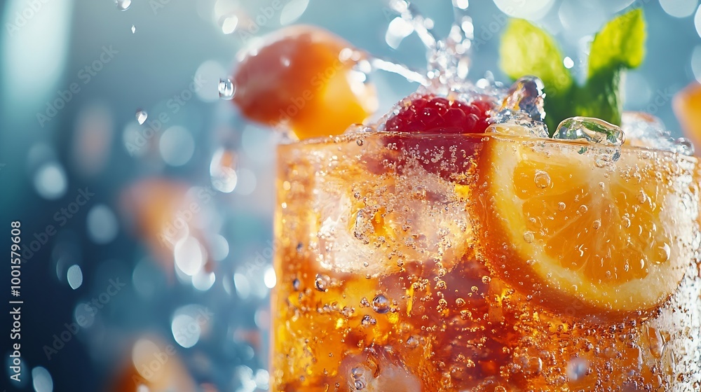 Aufkleber Soft drinks and fruit juice mixed with soda high in sugar have a negative effect on physical health : Generative AI