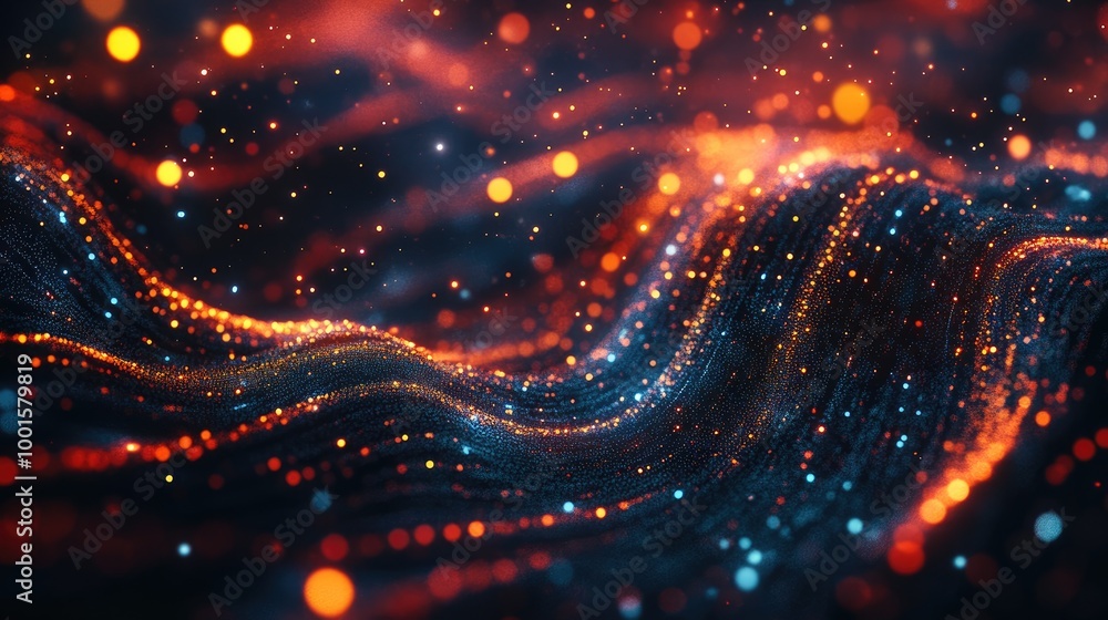 Poster abstract technology concept with intricate luminous connections and vibrant data flows