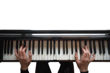 Masterful Pianist Expressing Emotion Through Music Isolated on Transparent Background