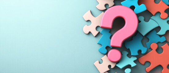 Pink Question Mark On Blue And Teal Puzzle Piece