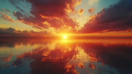 Obraz premium a breathtaking landscape of moving clouds during sunrise or sunset, with nature's light show creating stunning colors in the sky and enhancing the beauty of dawn or dusk