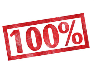 100% Stempel in roter farbe isoliert auf wei&szlig;en Hintergrund, Freisteller 