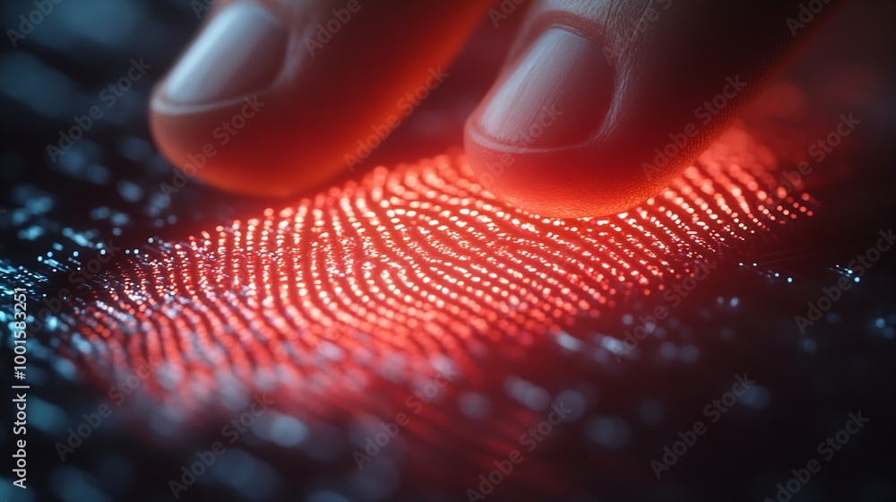 Poster Fingerprint identification to access personal financial data The idea for EKYC electronic know your customer biometrics security innovation technology against digital cybercrime : Generative AI