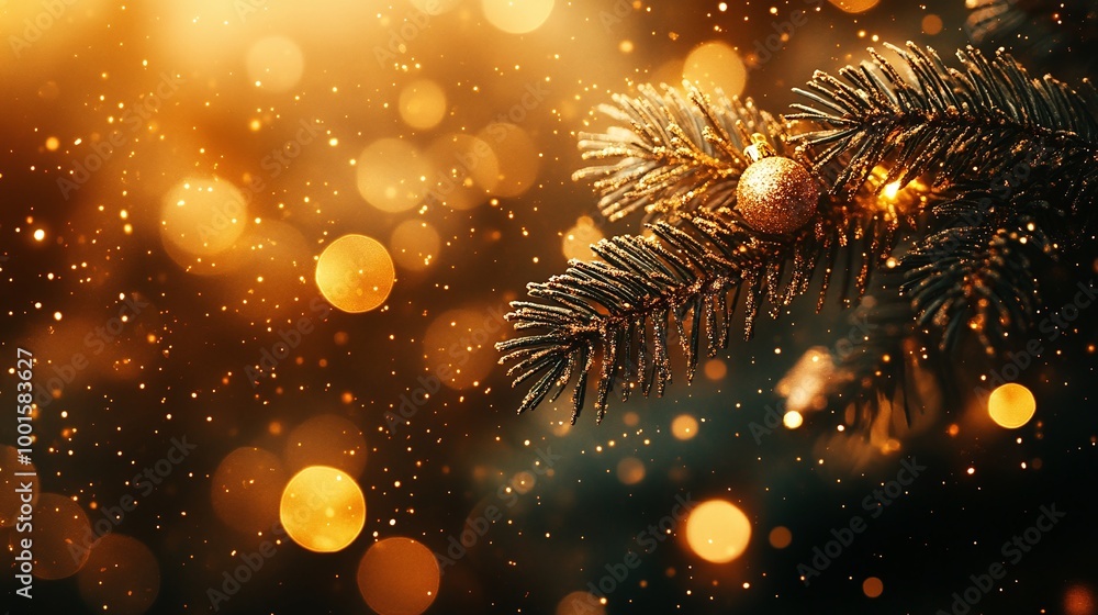 Poster dark backdrop with luminous golden bokeh and festive textures, creating a bright and elegant glow pe