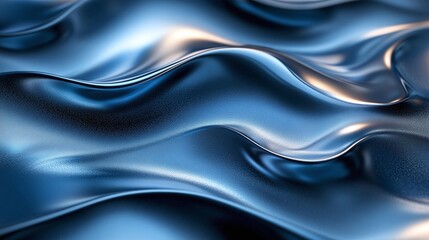 Obraz premium glossy and reflective metallic abstract wavy liquid background layout with dynamic tech innovation, perfect for modern and futuristic design projects