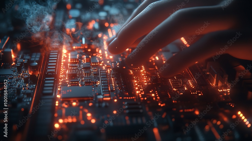 Poster Cyber security IT engineer working on protecting network against cyberattack from hackers on internet Secure access for online privacy and personal data protection Hands typing on keyb : Generative AI