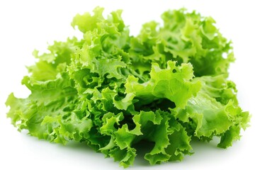 Fresh lettuce sitting on a clean white surface, ideal for food photography or still life compositions