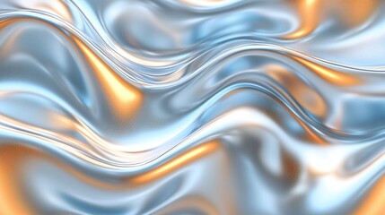 Obraz premium glossy and reflective metallic abstract wavy liquid background layout with dynamic tech innovation, perfect for modern and futuristic design projects
