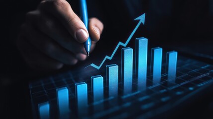 Hand Drawing Upward Trend on Graph