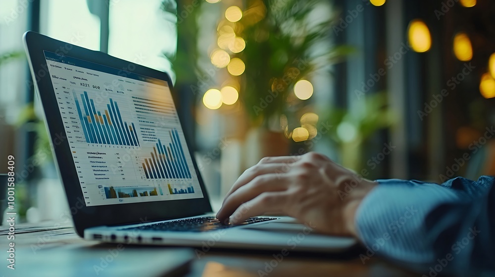 Poster Enterprise Resource Planning Document management and businessgrown data report concept Businessman use laptops and select business data folders financial information businessgrown grap : Generative AI