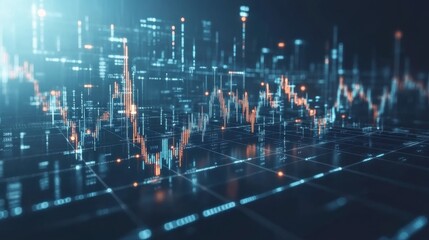 Fototapeta premium Stock graph and financial chart. Analyze stock market finance volume of stock market with Graph and chart holograph technology