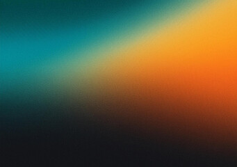 Obraz premium Abstract teal orange yellow black grainy color gradient background noise texture effect