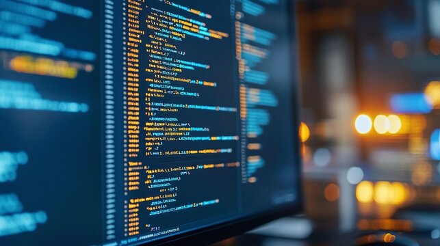 detailed view of programming code on a computer monitor, illustrating software development and coding concepts for backend systems and digital engineering projects