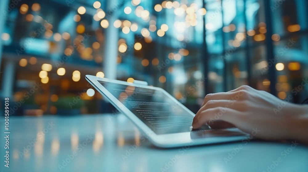Aufkleber Digital tablet meeting and business people with laptop in office for creative thinking or brainstorming Team collaboration and online planning search and discussion for email marketing : Generative AI