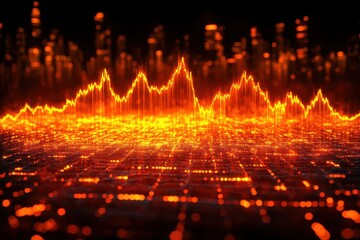Stock graph and financial chart. Analyze stock market finance volume of stock market with Graph and chart holograph technology