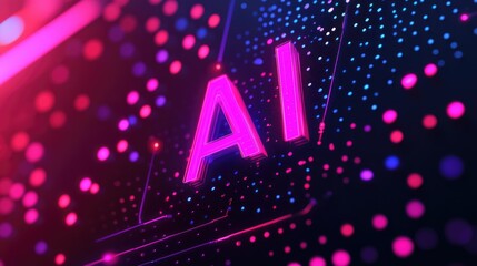Stylish logo showcasing "AI" in a contemporary font, highlighted by tech-inspired graphics and a vibrant background