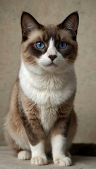 Full-body illustration of a Snowshoe cat breed.