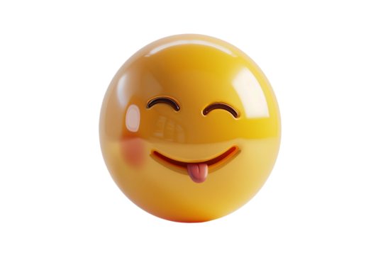 Winking Face Emoji with Tongue Out Isolated on Transparent Background