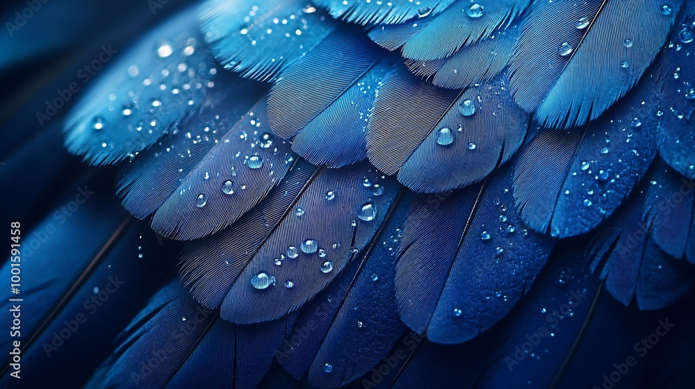Poster blue feather pigeon macro photo texture or background : Generative AI
