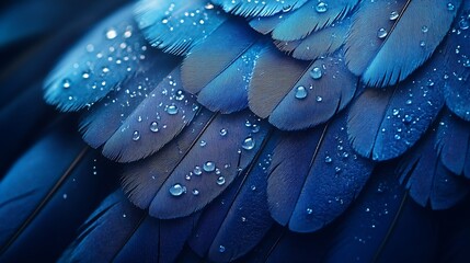 Obraz premium blue feather pigeon macro photo texture or background : Generative AI