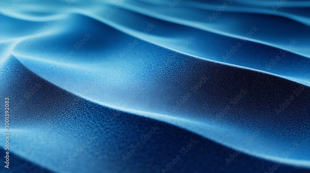 Aufkleber Abstract natural art of wavy sand patterns highlighted with deep blue shadows showcasing textures and forms created by light and shade : Generative AI