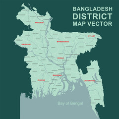 Fototapeta premium Bangladesh District Map Vector